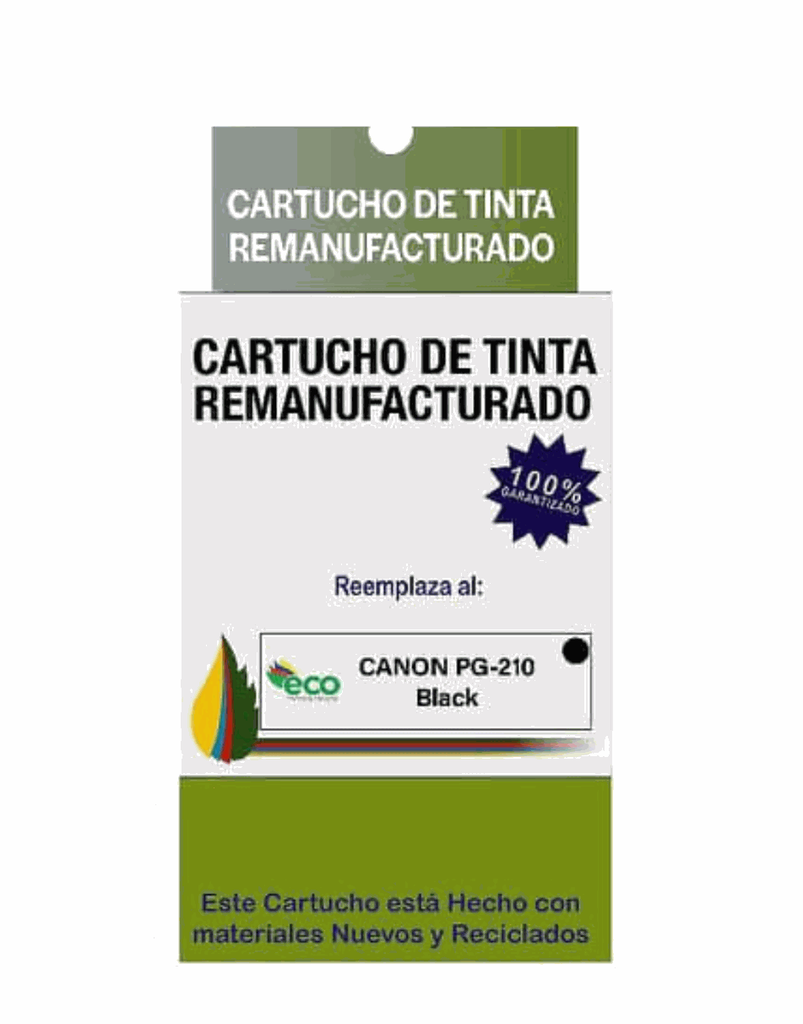 Cartucho De Tinta Remanufacturado BLACK Canon PG-210