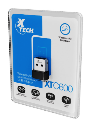 XTECH XTC-600:
ADAPTADOR USB-AC
DUAL BANDA PARA
CONEXIÓN WI-FI